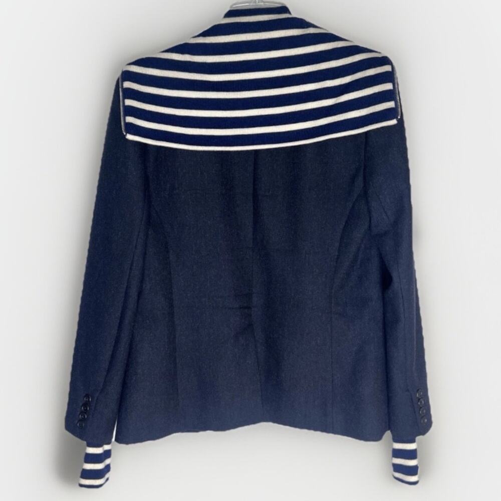 Veronica Beard Dickey Wool Blazer with Striped Insert Tailored Jacket Sz L/8 - Picture 5 of 14